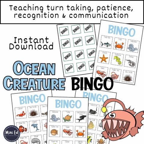 Ocean Creatures Bingo Game