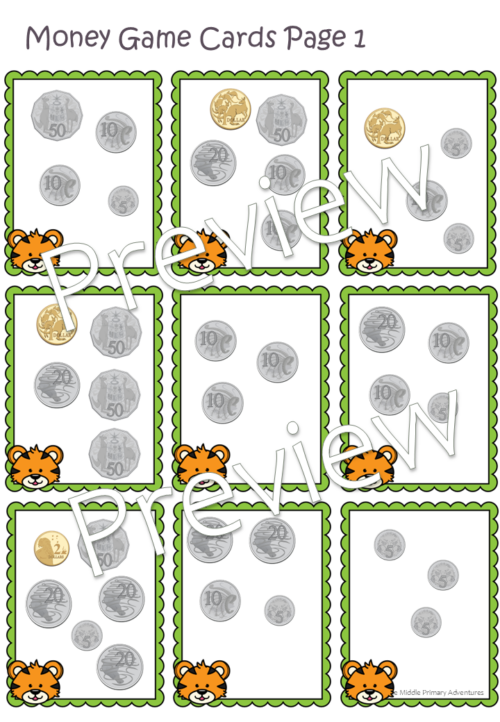Counting Money Game Cards Preview 2
