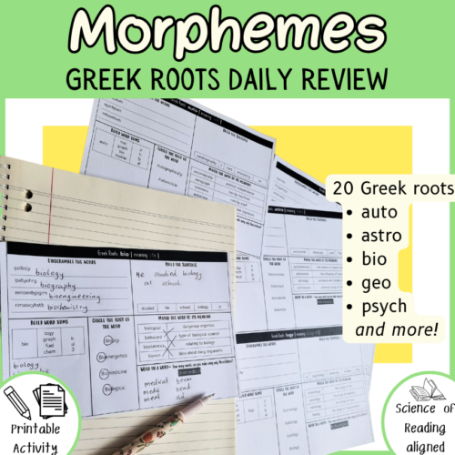 Greek Roots Morphemes Daily Review Task Cards