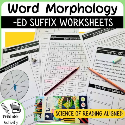 Suffix Ed Printable Worksheet For Morphology Word Building Skills.