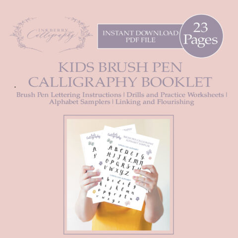 Kids Brush Pen Calligraphy Booklet - Instant Download