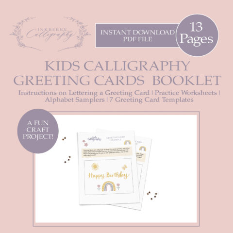 Kids Calligraphy Greeting Card Booklet - Instant Download