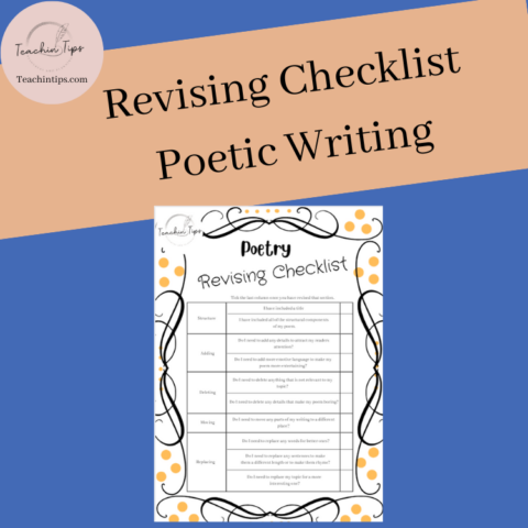 Poetry Revising Checklist | Student Self-Revising Poetic Checklist Assessment