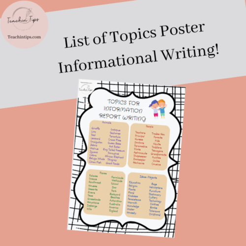 Informational Writing List Of Topics Poster | Factual Texts Anhcor Chart!