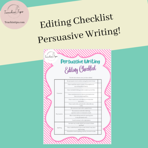 Persuasive Texts Editing Checklist | Editing Opinion Writing Anchor Chart!