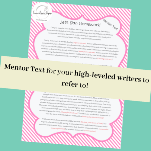 Differentiated Mentor Text Persuasive Writing | Opinion Writing