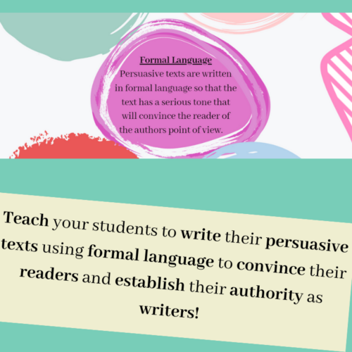 Language Features Persuasive Writing Anchor Chart | Opinion Writing Features
