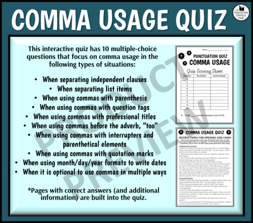 Comma Powerpoint Quiz