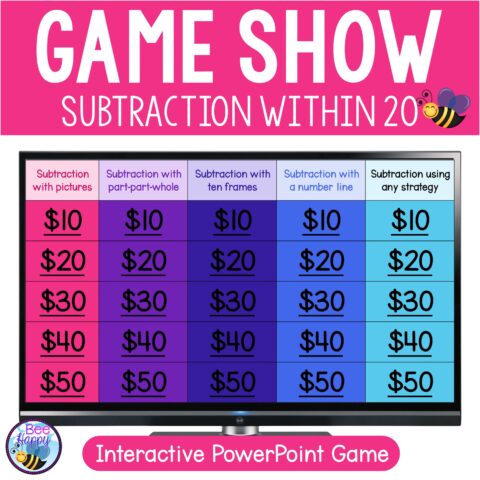 Subtraction Within 20 Digital Interactive Game Show Cover